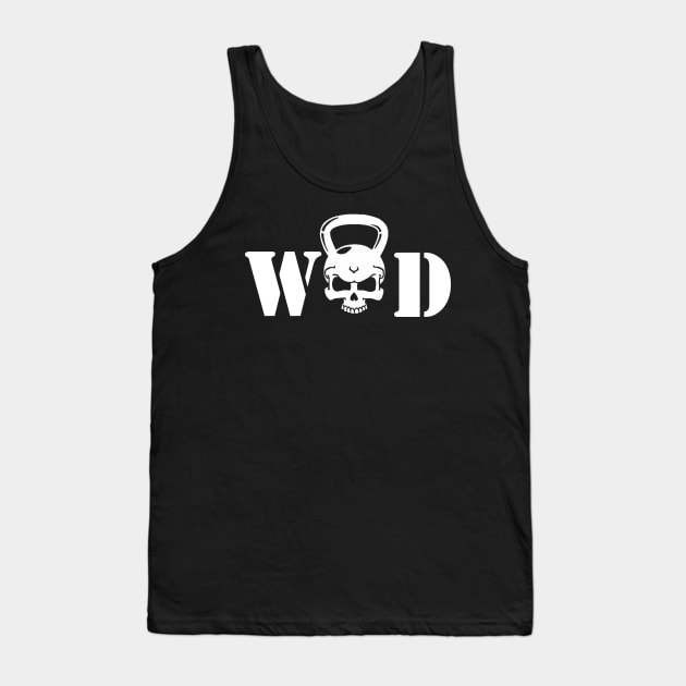 WOD Kettlebell Skull White Tank Top by ZSBakerStreet